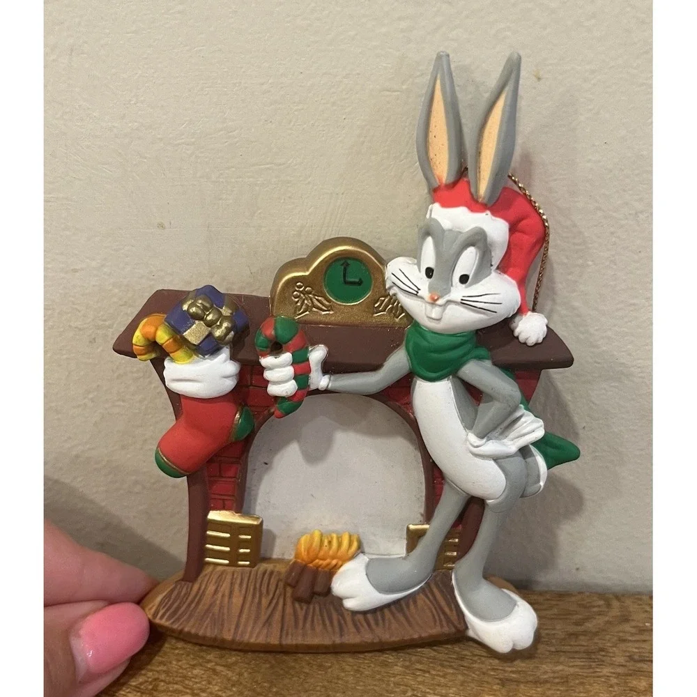 1997 Warner Bros Bugs Bunny Christmas Photo Frame Ornament Looney Tunes Vintage